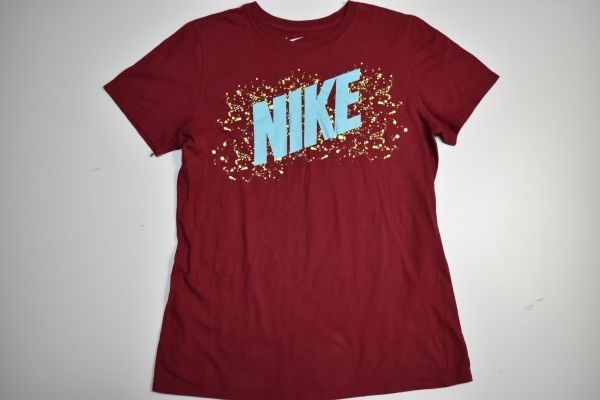 ☆US古着 NIKE ナイキ プリント Tシャツ エンジ赤系 レディース【L】コットン　　　　　◆2978◆_画像5