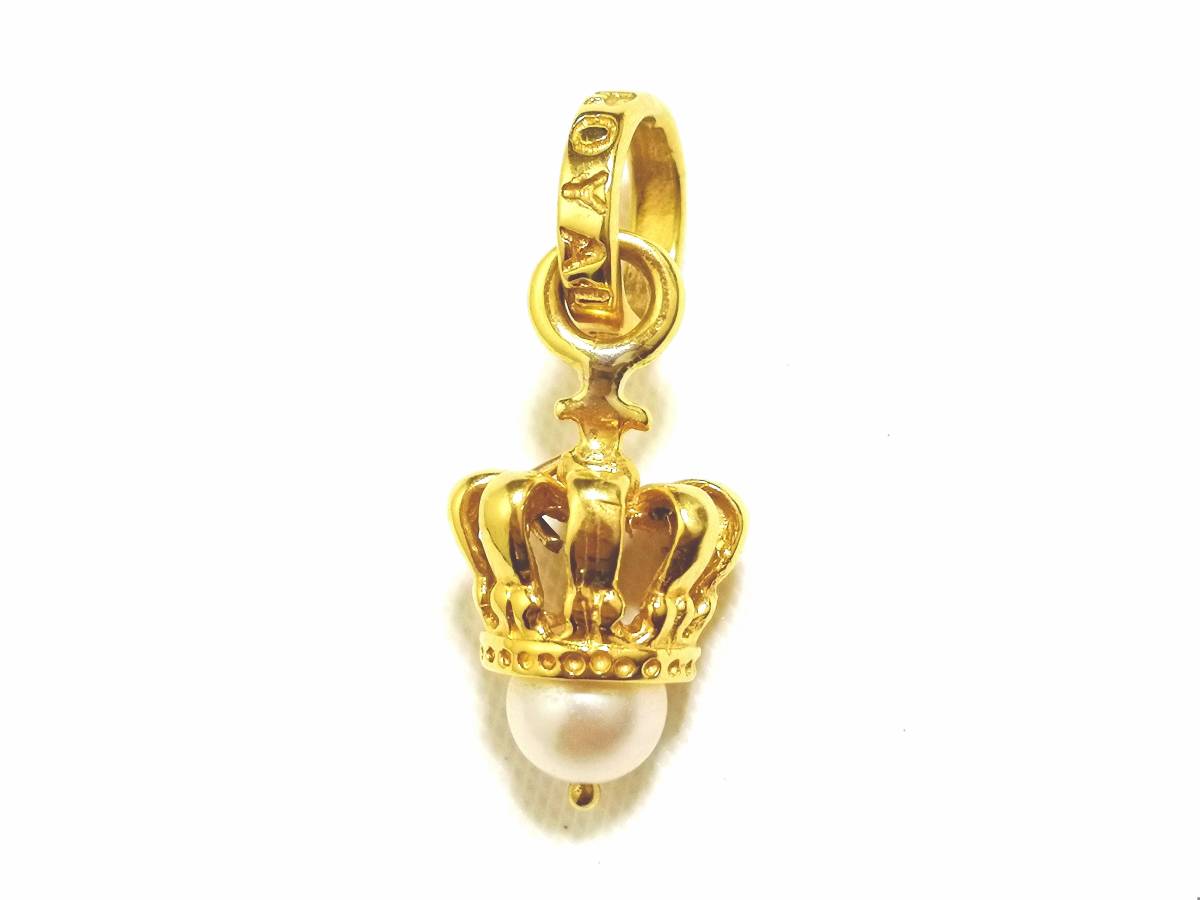 * редкость K18× жемчуг подлинный товар стандартный товар Royal Order Tiny Crown w/ Pearl 18K Gold Thai колено Crown жемчуг подвеска с цепью *