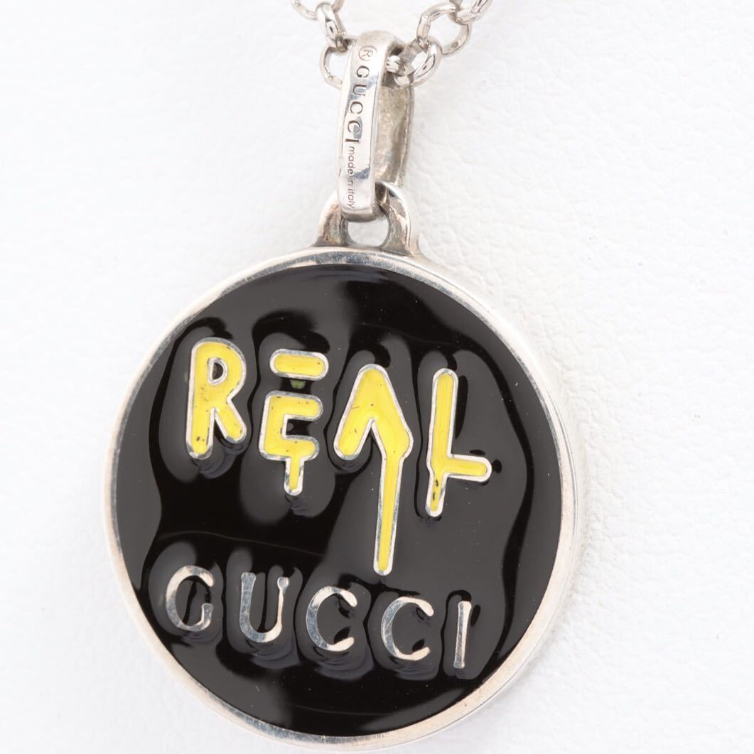 [ б/у бесплатная доставка по всей стране ]GUCCI Gucci REAL Logo узор подвеска серебряный колье 