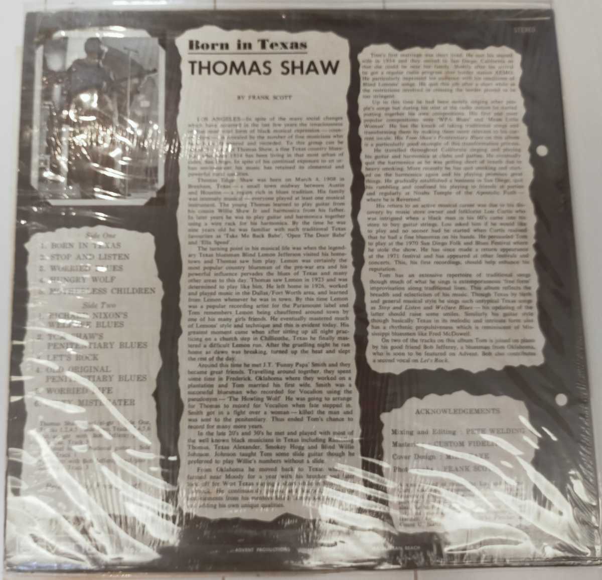 Thomas Shaw・Born In Texas/San Diego Blues Jam/米Advent/2LPセット_画像2