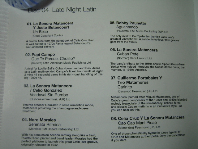 ▲▼ simply salsa 4cd's of essential latin rhythms / VA. 輸入盤４CD Tito Puente. Celia Cruz. Charlie Palmieri. Cheo Feliciano_Disc ４ Late Night Latin