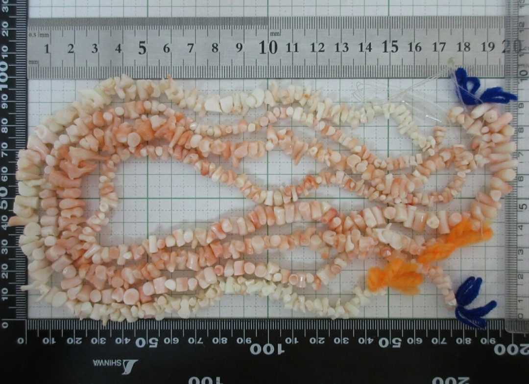 【TOP】珊瑚 サンゴ 92.7g 両穴ルース セット 羽織紐 ブレスレット ネックレス 根付 j63._画像2