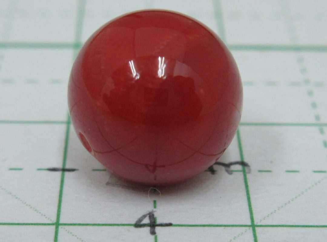 [TOP]. red .. coral 9.4mm one-side hole loose pendant top ring ring brooch netsuke a191.