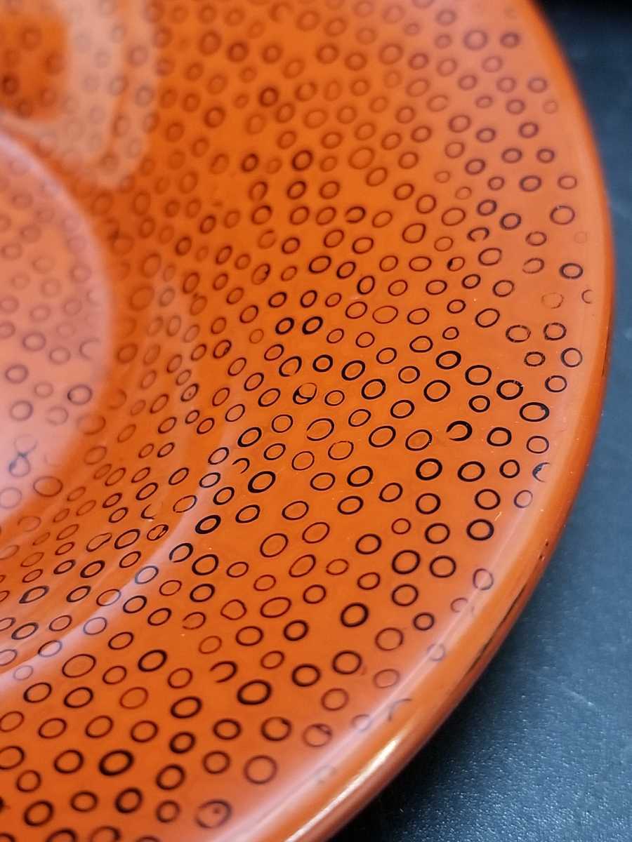 未使用】津軽塗 七々子塗 茶托 幅約10.5cm 5枚セット 煎茶道具 漆器 漆
