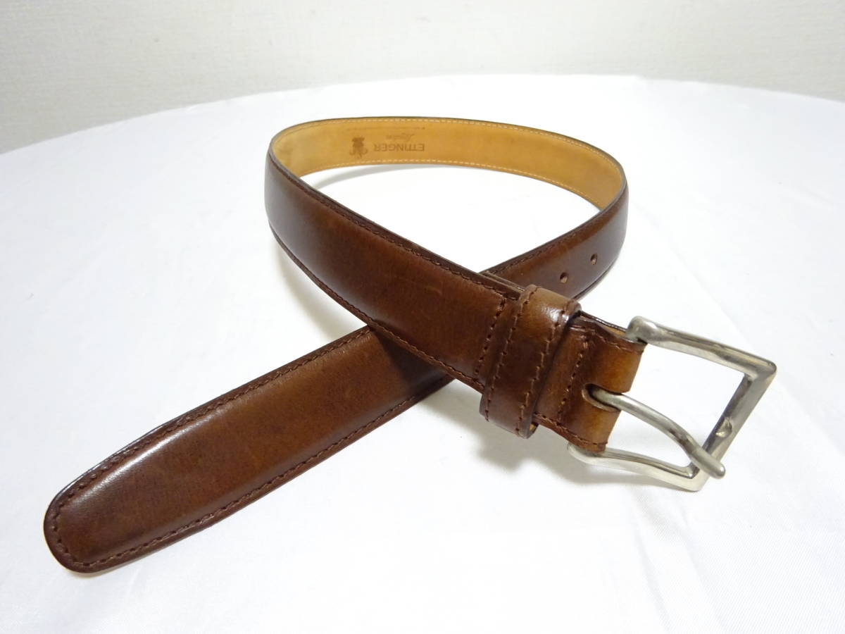 ETTINGERetinga- leather belt Brown tea color size 70 lady's ENGLAND made Britain made 