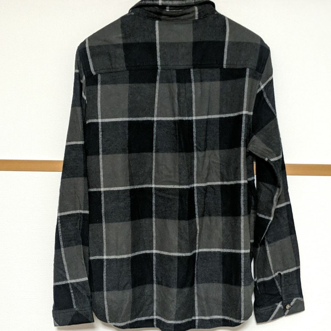 チェック シャツ ネルシャツ レディース 黒 グレー Ｌ 大きめ ロング丈 長袖シャツ チェックシャツ