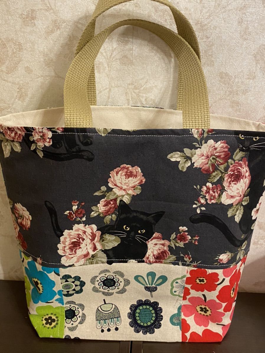ミニトートバック 　エコバック　サブバック　お散歩バック　 ハンドメイド　パッチ5