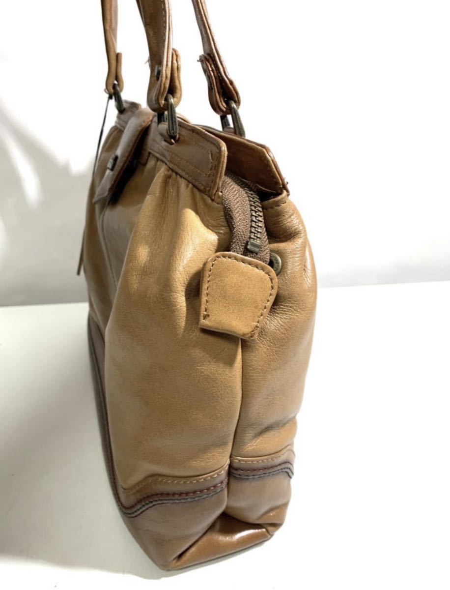 NESELA 手染め本革カジュアルデザインハンドバッグ ブラウン レザー トートバッグ ファッション 鞄 バッグ_画像3