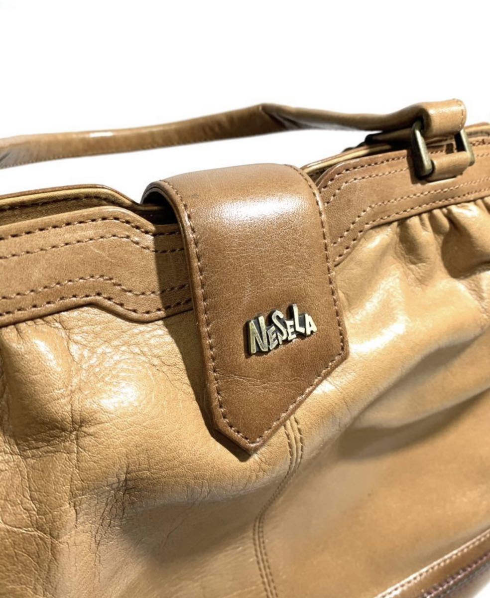 NESELA 手染め本革カジュアルデザインハンドバッグ ブラウン レザー トートバッグ ファッション 鞄 バッグ_画像6