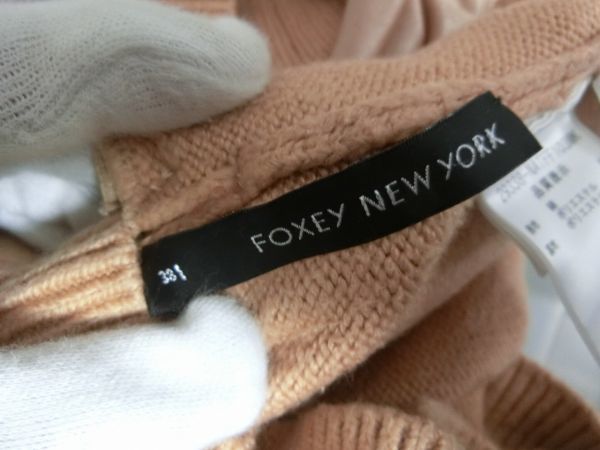 FOXEY NEW YORK Vネック パーカー プルオーバー カットソー 長袖 38 ベージュ #29338-NATFF103MK フォクシーニューヨーク_画像4