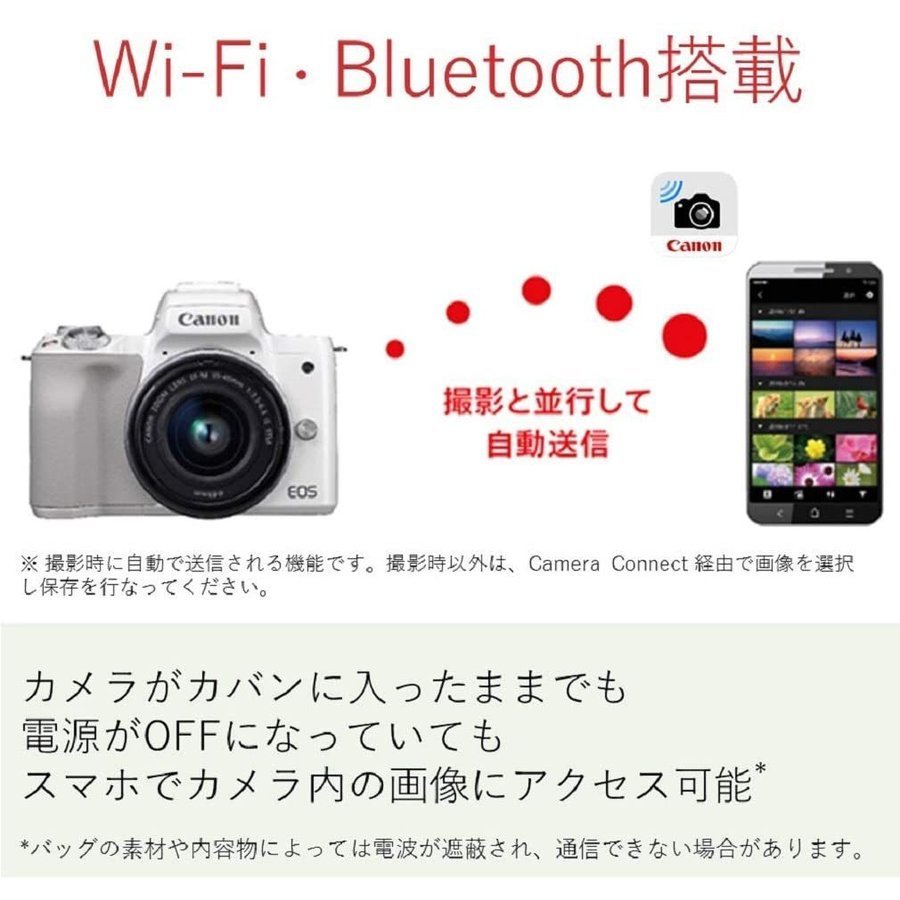 キヤノン Canon EOS Kiss M ダブルレンズキット ホワイト ミラーレス 一眼レフ 中古の画像3