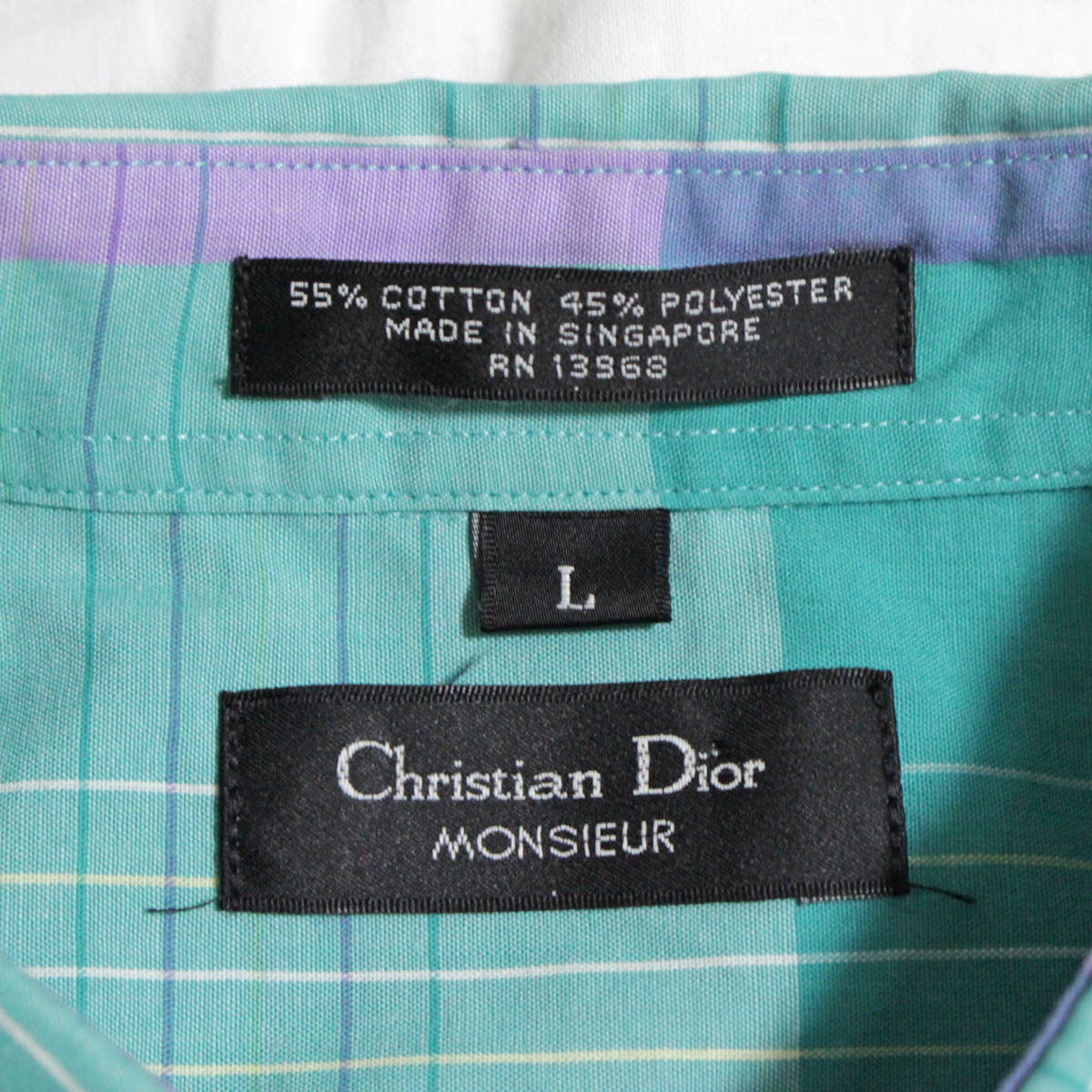 Christian Dior MONSIEUR クリスチャンディオール ワンポイント ロゴ刺繍 半袖シャツ ビッグサイズ Lサイズ 古着 Vintage ヴィンテージ