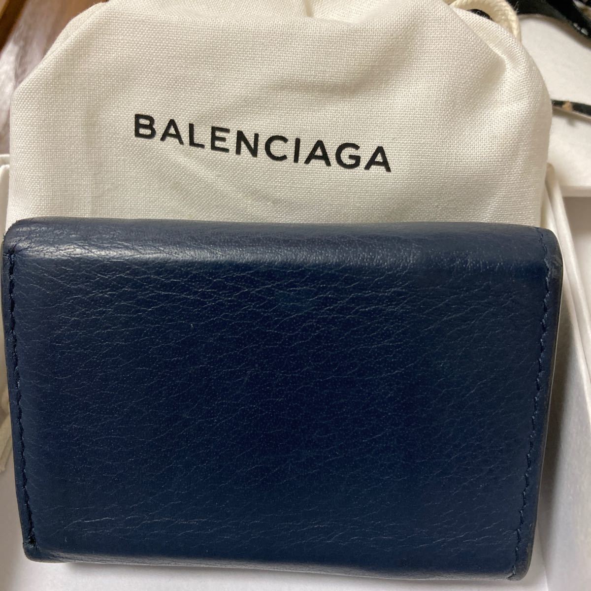 値下げ！BALENCIAGA  財布　ミニ財布　バレンシアガ　2018 ネイビー 三つ折り財布 ミニ財布 バレンシアガミニ財布