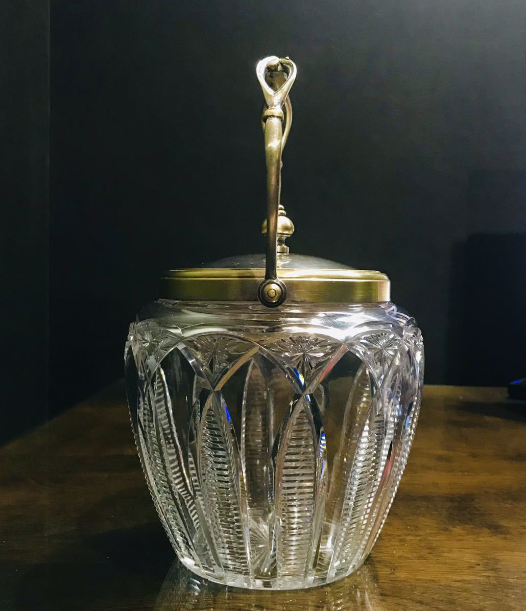 Baccarat オールドバカラ/※超希少刻印有 ブロンズ重厚ビスケットジャー