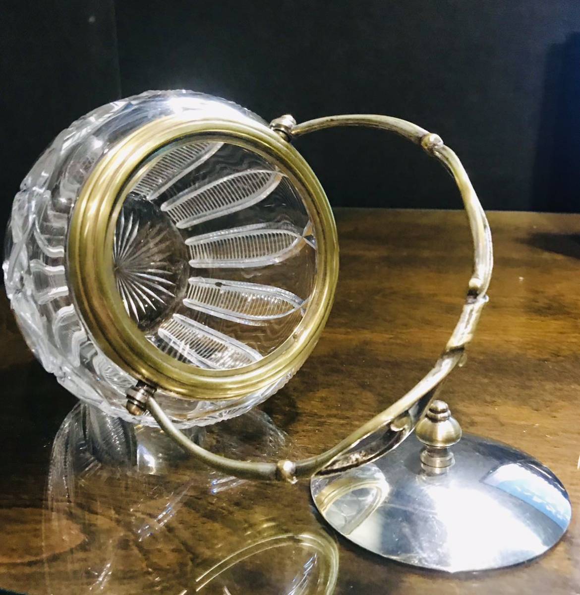 Baccarat オールドバカラ/※超希少刻印有 ブロンズ重厚ビスケットジャー