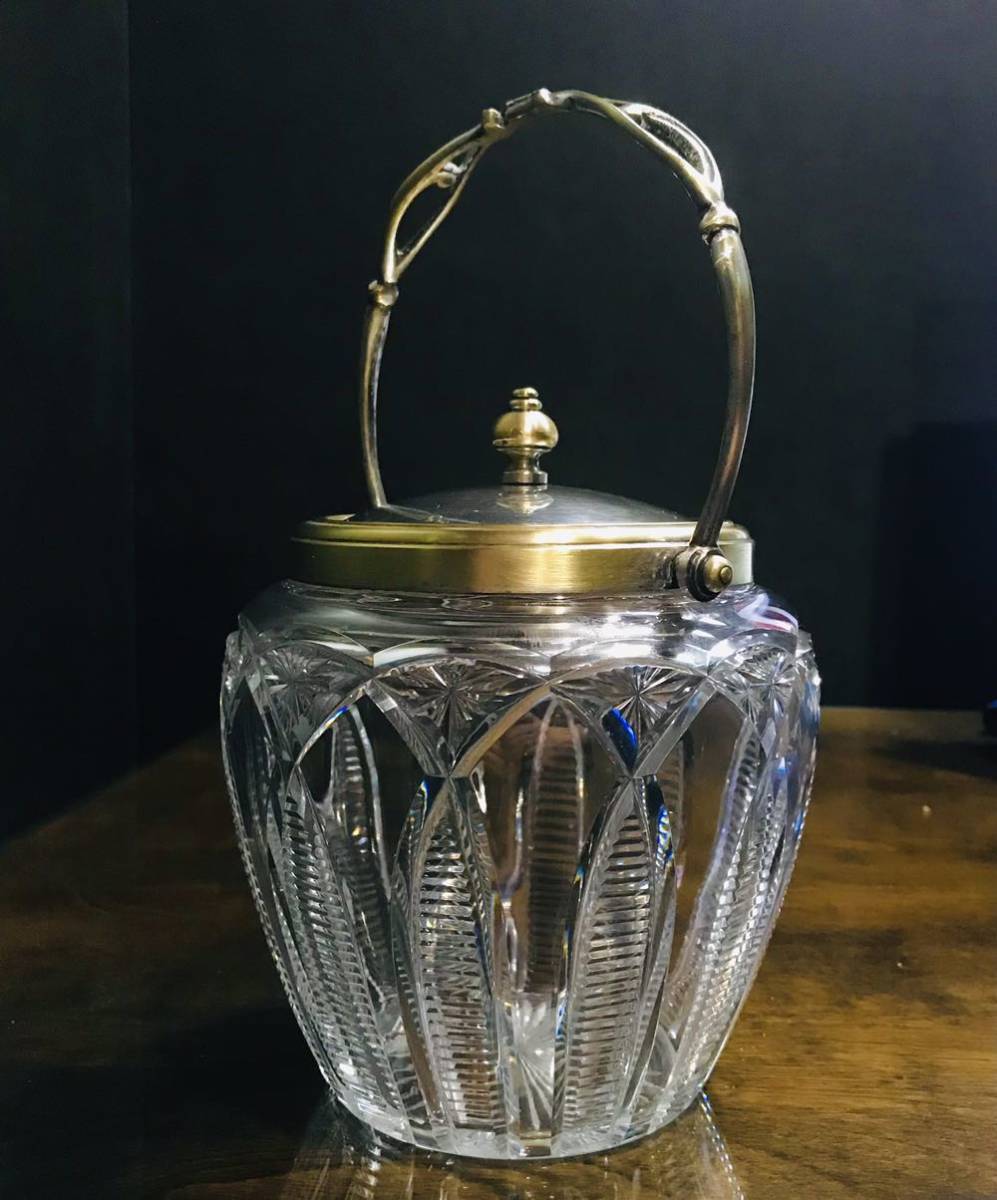 Baccarat オールドバカラ/※超希少刻印有 ブロンズ重厚ビスケットジャー