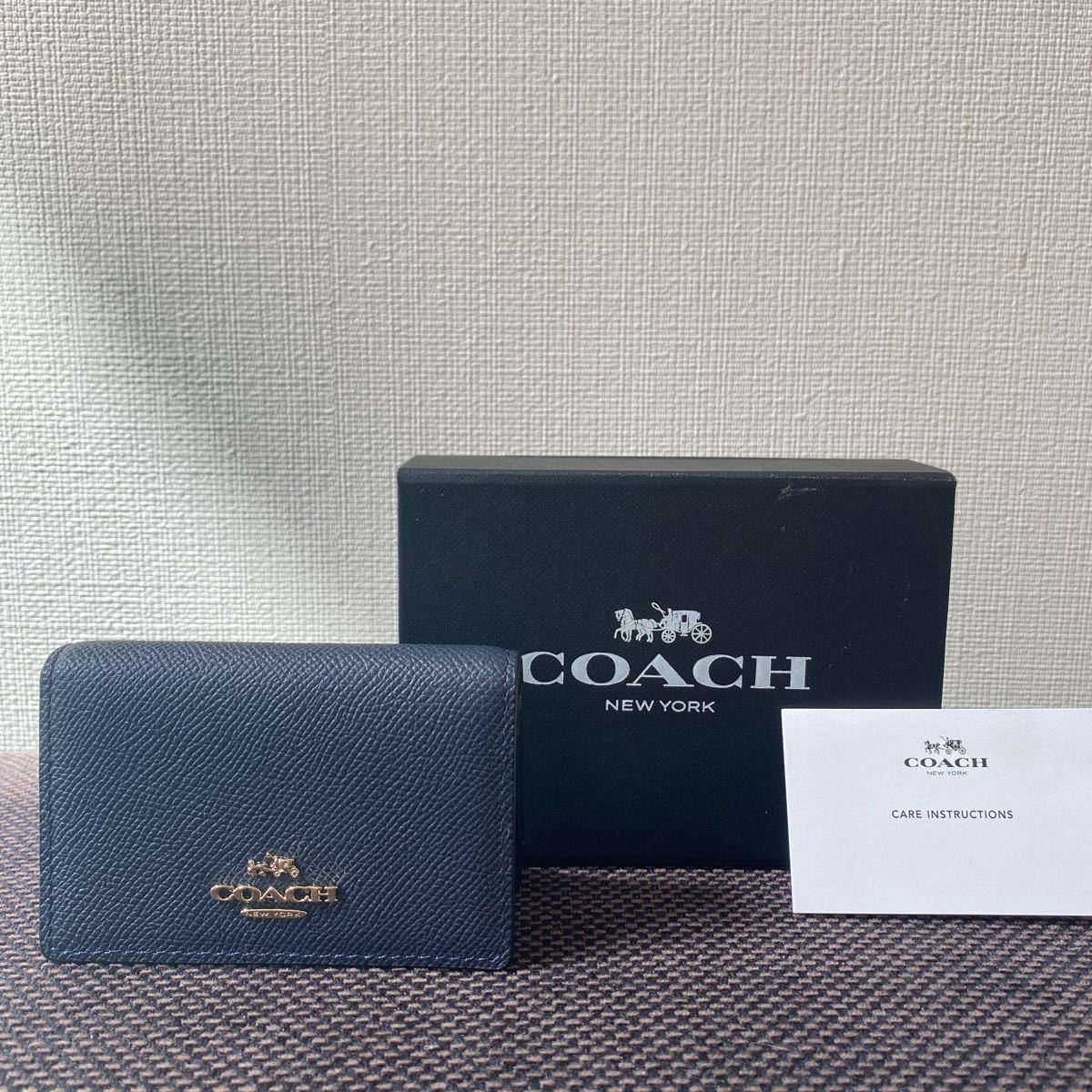 【新品未使用】 COACH コーチ　名刺入れ　ネイビー　カードケース