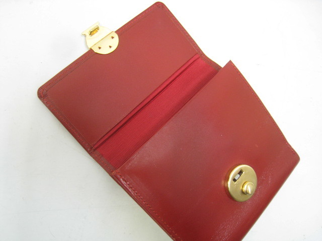 Ungaro Ungaro cow leather leather 2. folding purse rhinoceros f hook key chain attaching red red 