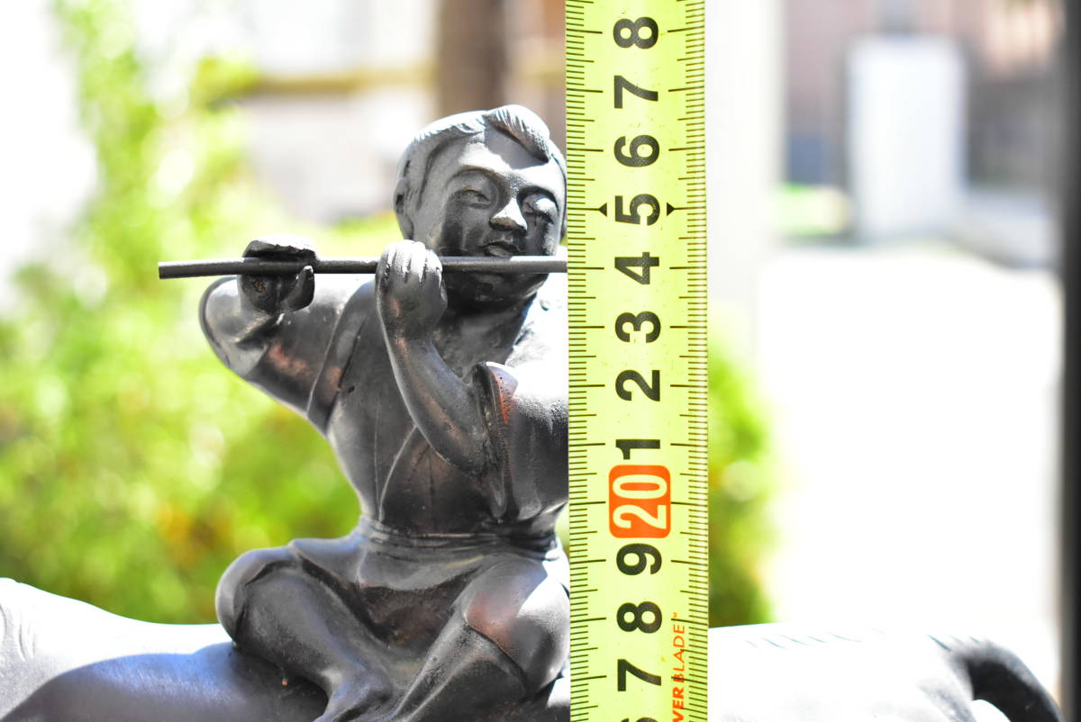 Yahoo!オークション - 照雲作 唐金牛笛吹童子 銅製 銅像 高さ27cm 幅34c...