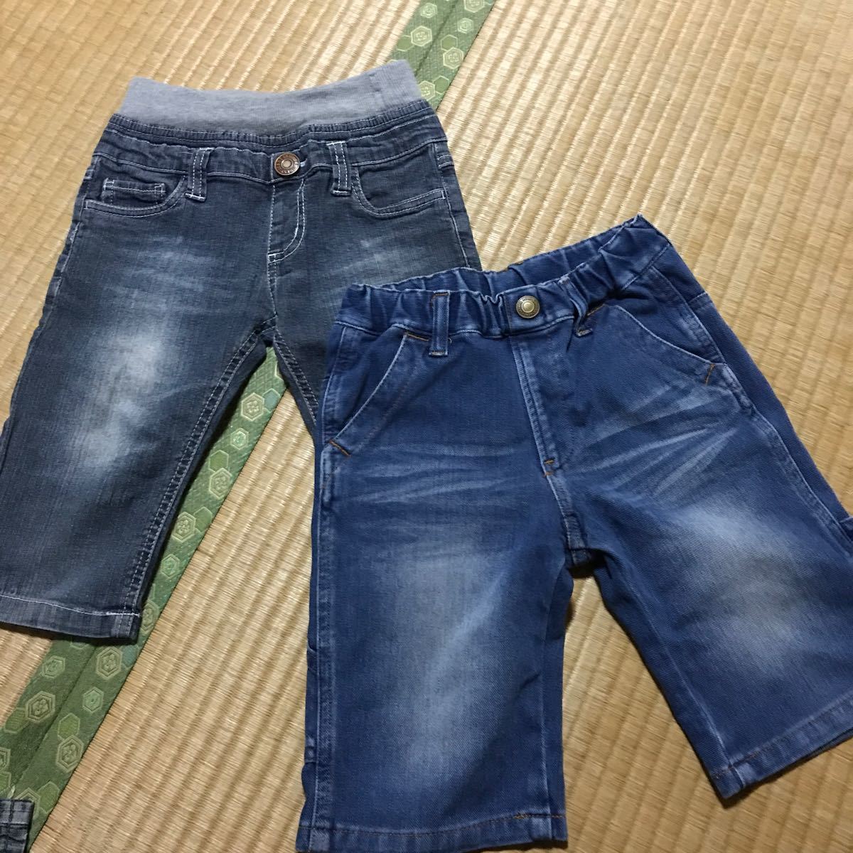 100cm 110cm 子供服 ボトム デニム カーゴパンツ ワッペン 保育園 ハーフパンツ ハーパン 半ズボン