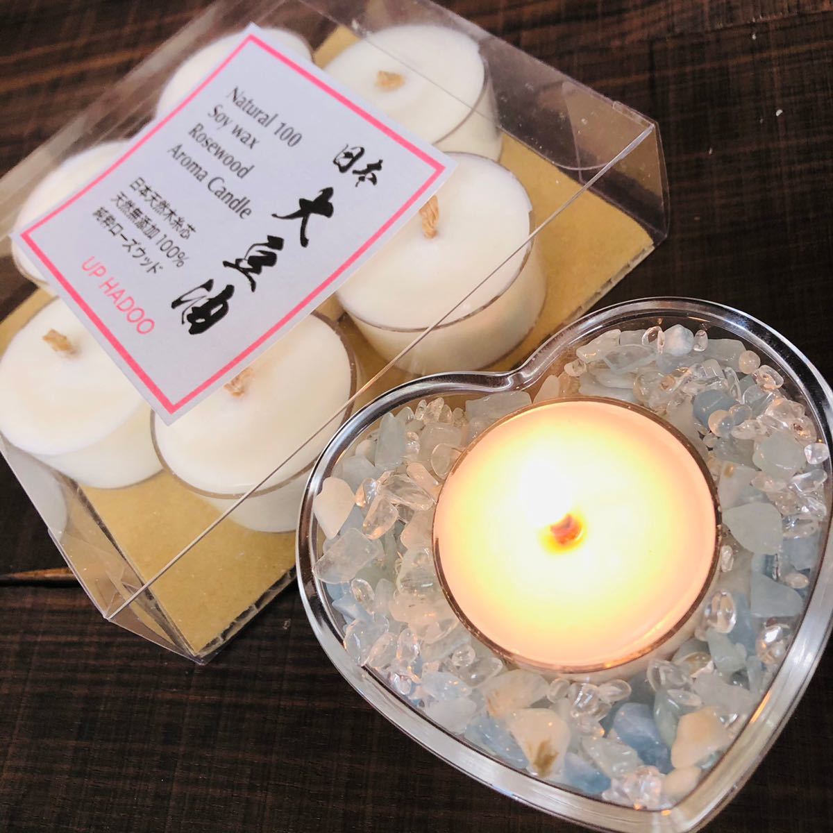 日本SoyWax 真正ラベンダー精油 日本木糸芯7個入り 極上アロマキャンドル ソイワックス 日本杉檜木芯 ティーライトキャンドル UP HADOO_画像3