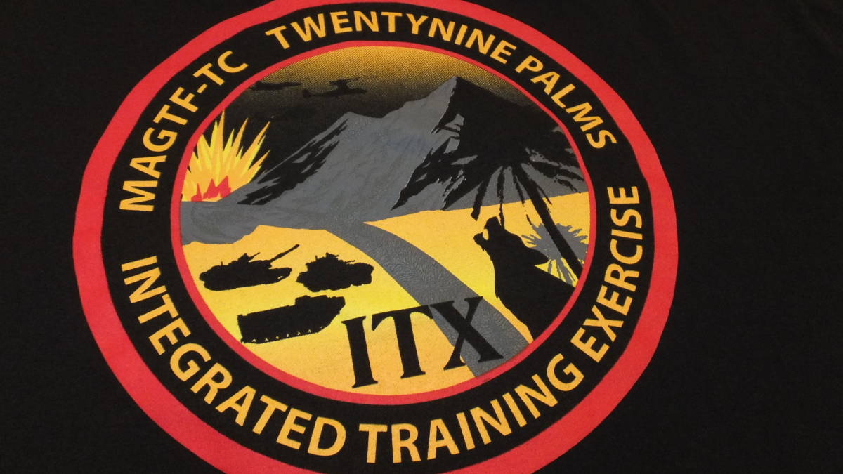 【USMC】29パームス 米海兵隊空陸戦センター Tシャツ サイズM　Marine Air Ground Task Force カリフォルニア USMC_色は黒【GOOD USED】です。