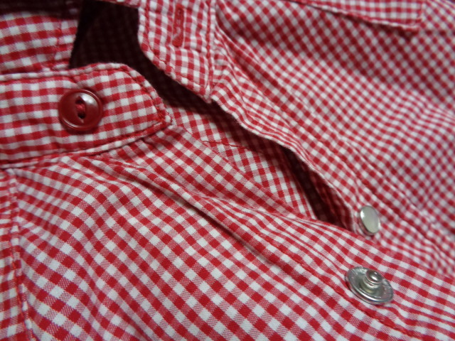 ドミンゴ DMG ギンガムチェックシャツ　ワンピース　2　赤　長袖　ロングスリーブ　綿　ウエスタン　日本製_画像7