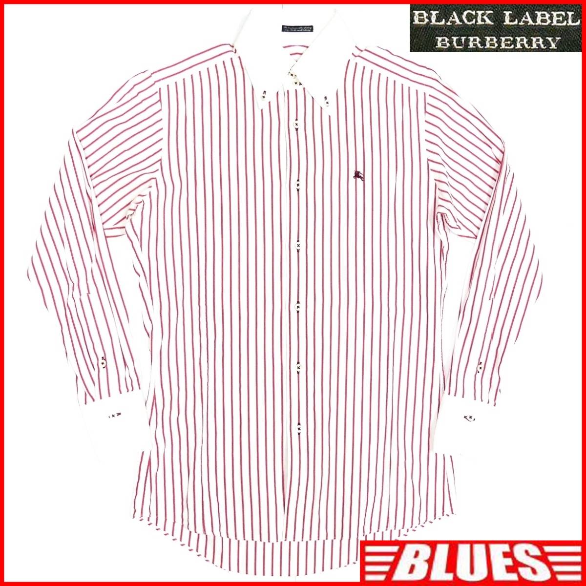 大人の上質 赤 白 39 バーバリーブラックレーベル ストライプシャツ 廃