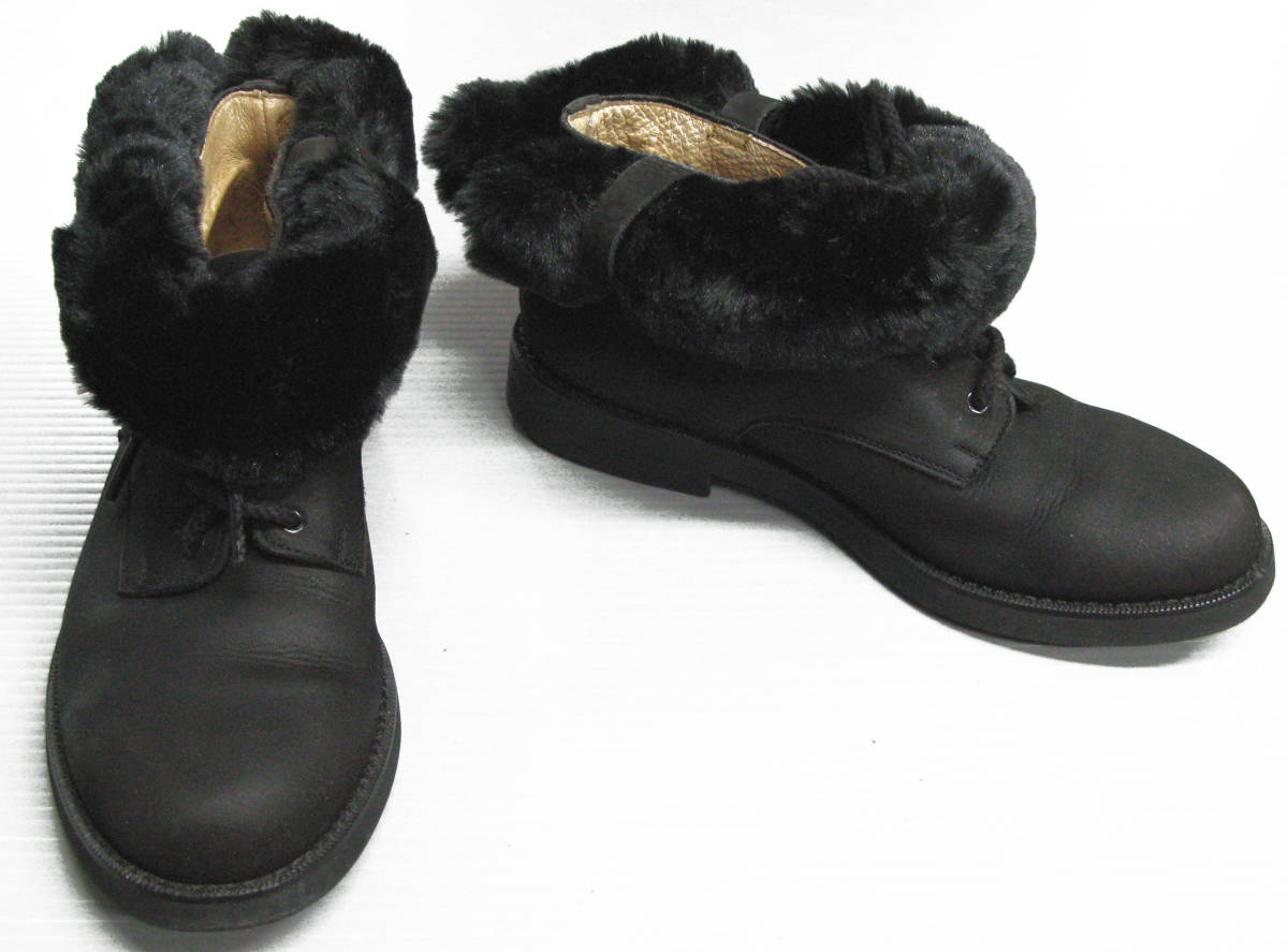 ヨウジヤマモト ＊ ファー付き レザー シューズ S （ 靴 革靴 ブーツ ワイズ アーカイブ Yohji Yamamoto Femme Fur Leather Shoes S _画像1