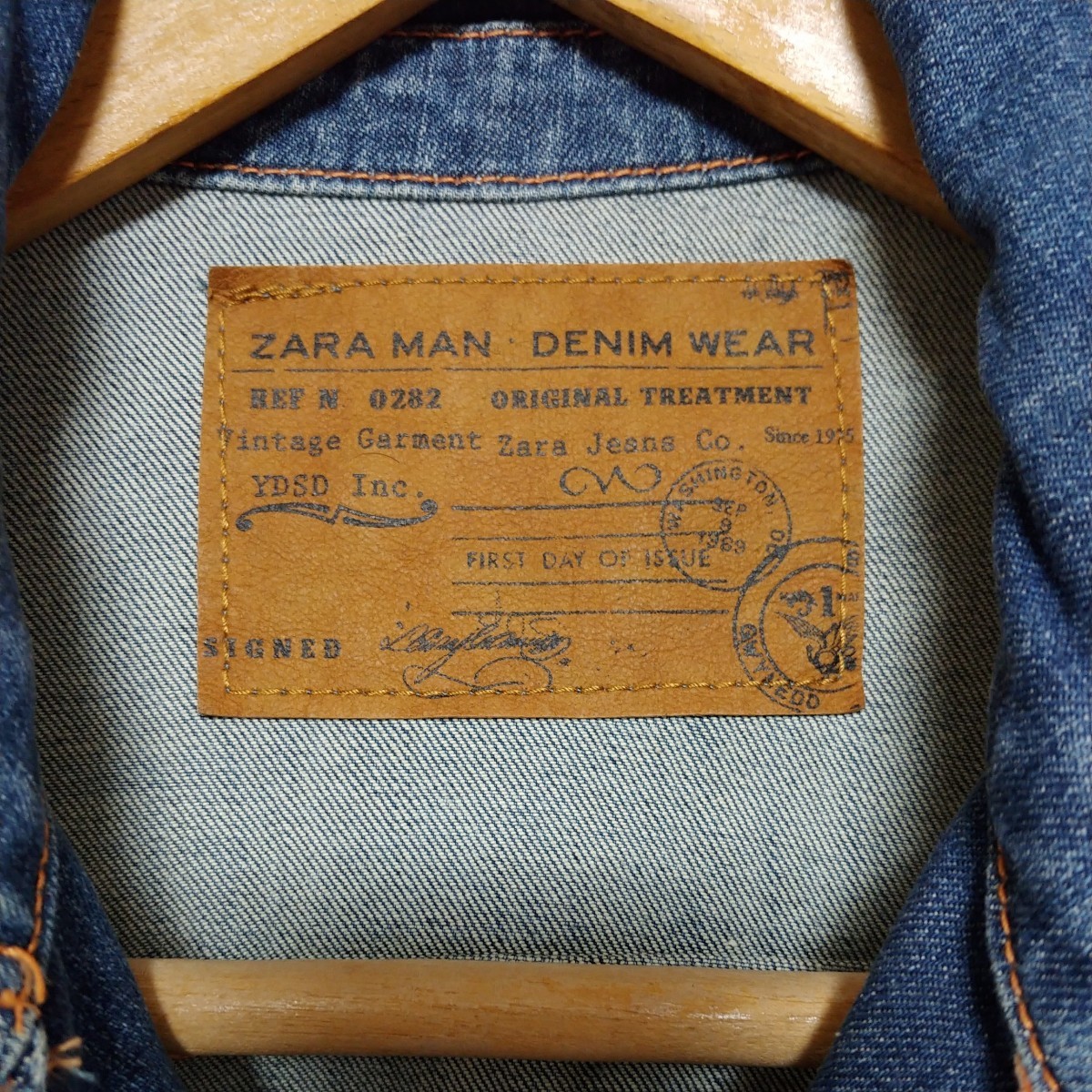ZARA MAN　ザラ　ヴィンテージ加工 デニムジャケット Gジャン　Lサイズ