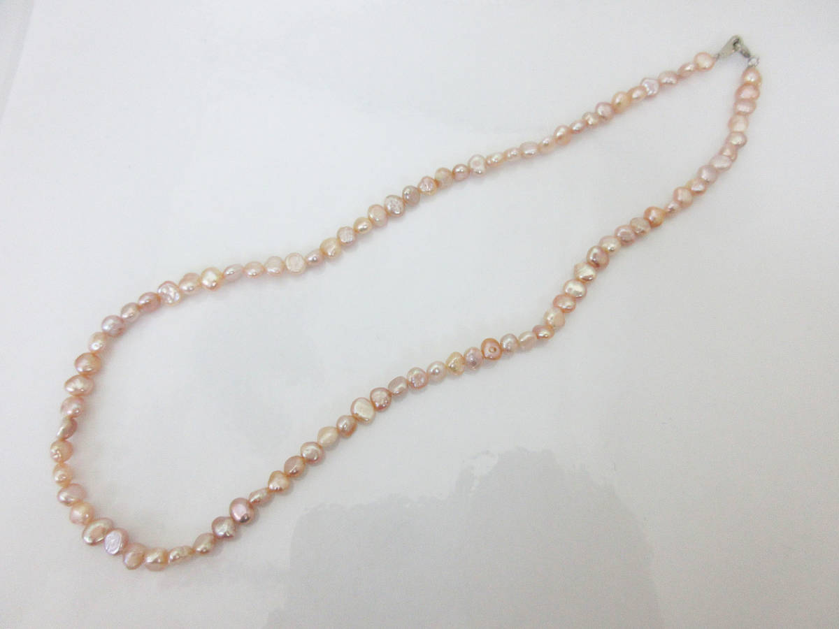 N1926約 3mm×5mm 玉★約 42cm★約 10g★レディース アクセサリー★天然真珠 パール★良品★