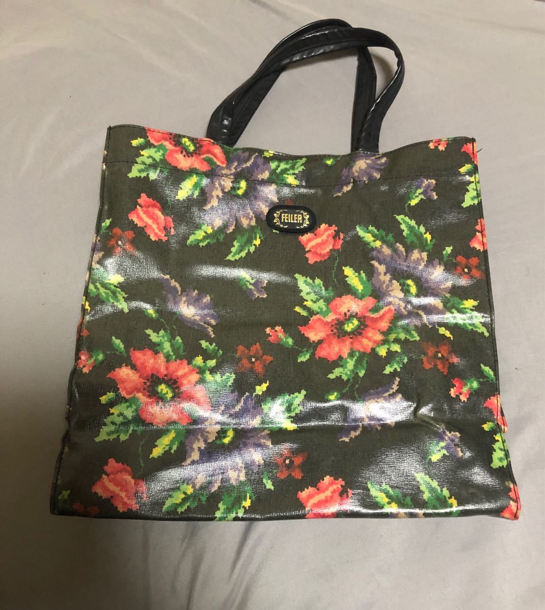 フェイラー FEILER トートバッグ 花柄 ビニール レトロ フェイラー FEILER トートバッグ 花柄 ビニール レトロ