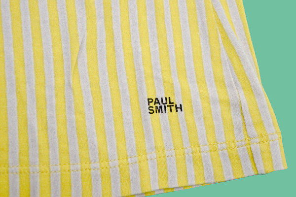 Y-1112★送料無料★美品★Paul Smith T-SHIRT ポールスミス★正規品 イエロー黄色 ストライプ 両面プリント 半袖 T-シャツ Ｍ_画像5