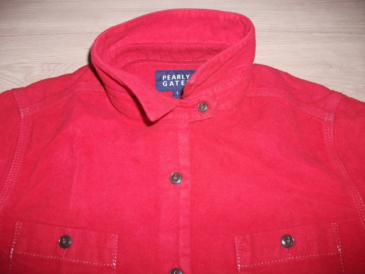 新品！可愛い☆PEARLYGATESパーリーゲイツ★長袖襟付きプルオーバーシャツサイズ１赤色_襟付きなのできちんと感もありますよ！