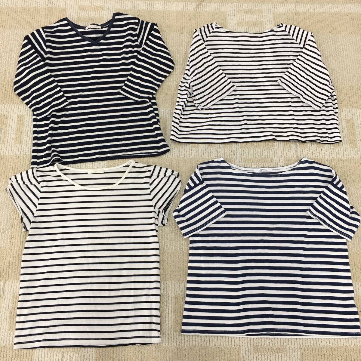 O-5 0406 春 夏服 21枚 セット レディース トップス ボーダー 半袖 長袖 福袋 まとめ売り まとめて 大量洋服 業販 サイズ色々_画像1