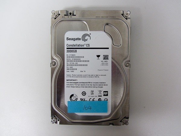 [HDD] 3TB sata Seagate ST3000NC002 3.5インチ Constellation 7200RPM/7.2K ハードディスク/データ抹消済 HDD_104_画像1