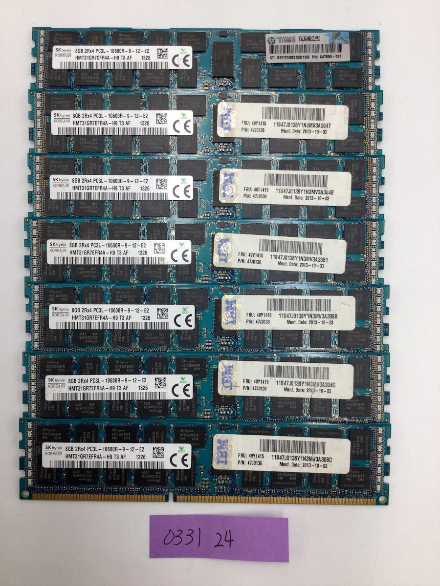 [サーバー用]SK Hynix 8G 合計7枚セット メモリ メモリーPC3L-10600R registered ECC DDR3 1333 24