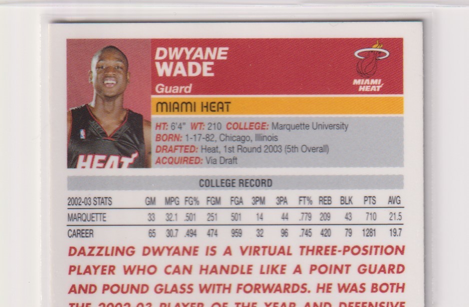 NBA DWYANE WADE 2003-04 Topps Chrome No. 115 ROOKIE CARD