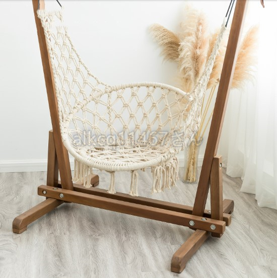 【新品・未使用】自然木製スイングチェア　吊りつる椅子 ダブル 室内 ハンモック 子供ぶらんこCZ-759_画像5