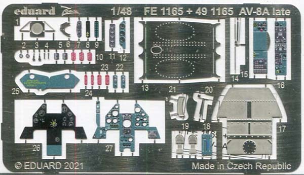 エデュアルド ED491165 1/48 AV-8A (後期型) エッチングパーツ (キネティック用)_画像2