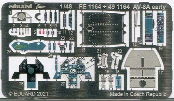 エデュアルド FE1164 1/48 カラーズーム AV-8A (初期型) エッチングパーツ (キネティック用)_画像2