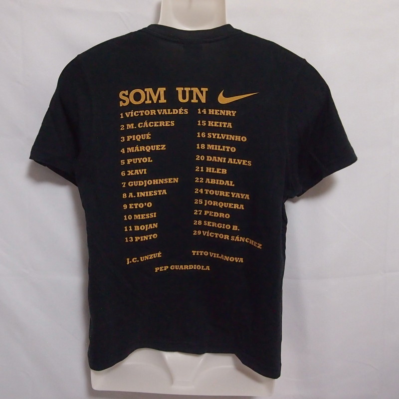 古着 メンズS NIKE/ナイキ バルセロナ 08/09 3冠 記念 Tシャツ リーガ コパ CL ブラック 268005-010_画像3