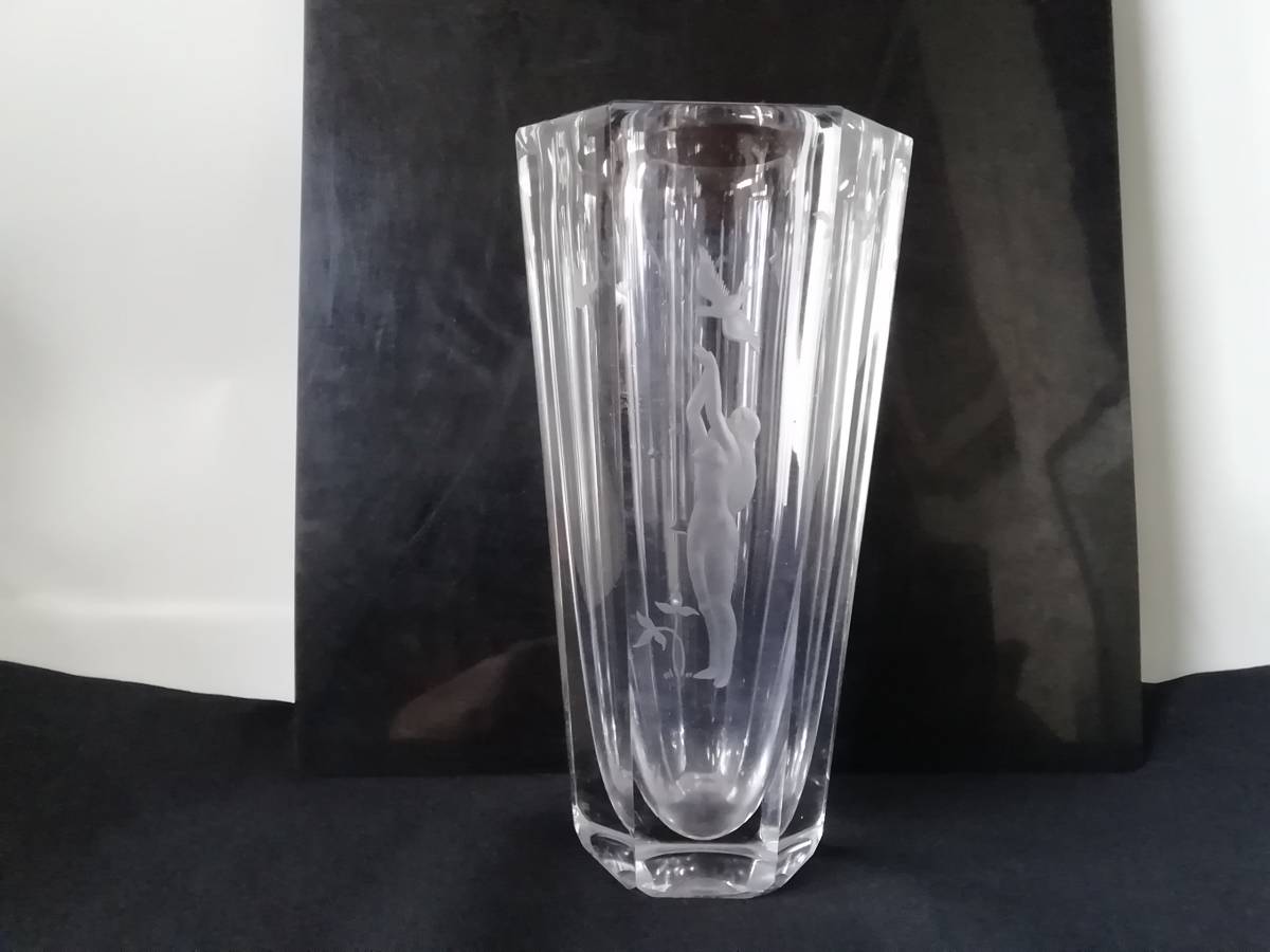 激安先着 オレフォス花瓶(1930年代)、グラビュール。 クリスタルガラス