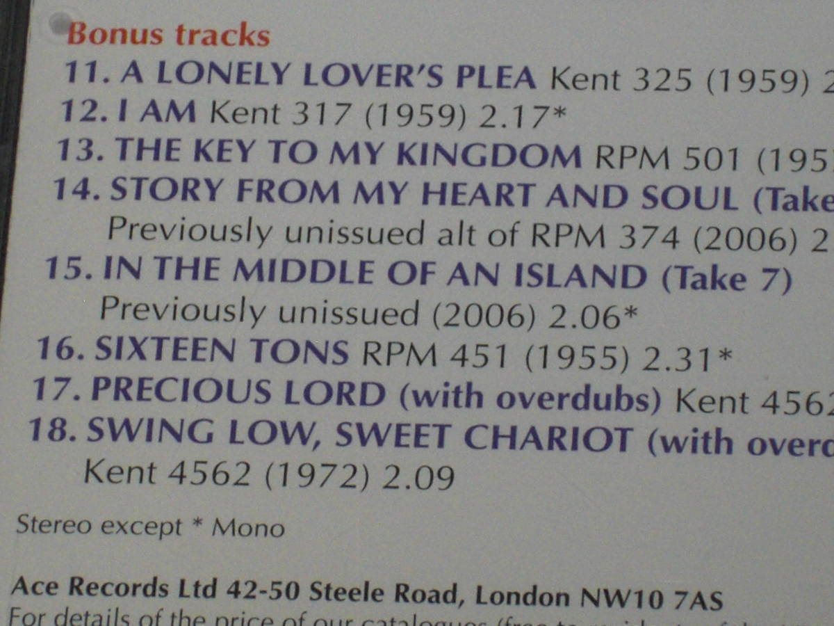 UK record CD B.B. King : Sings Spirituals Bonus Tracks 8 (Ace CDCHM 1093) A