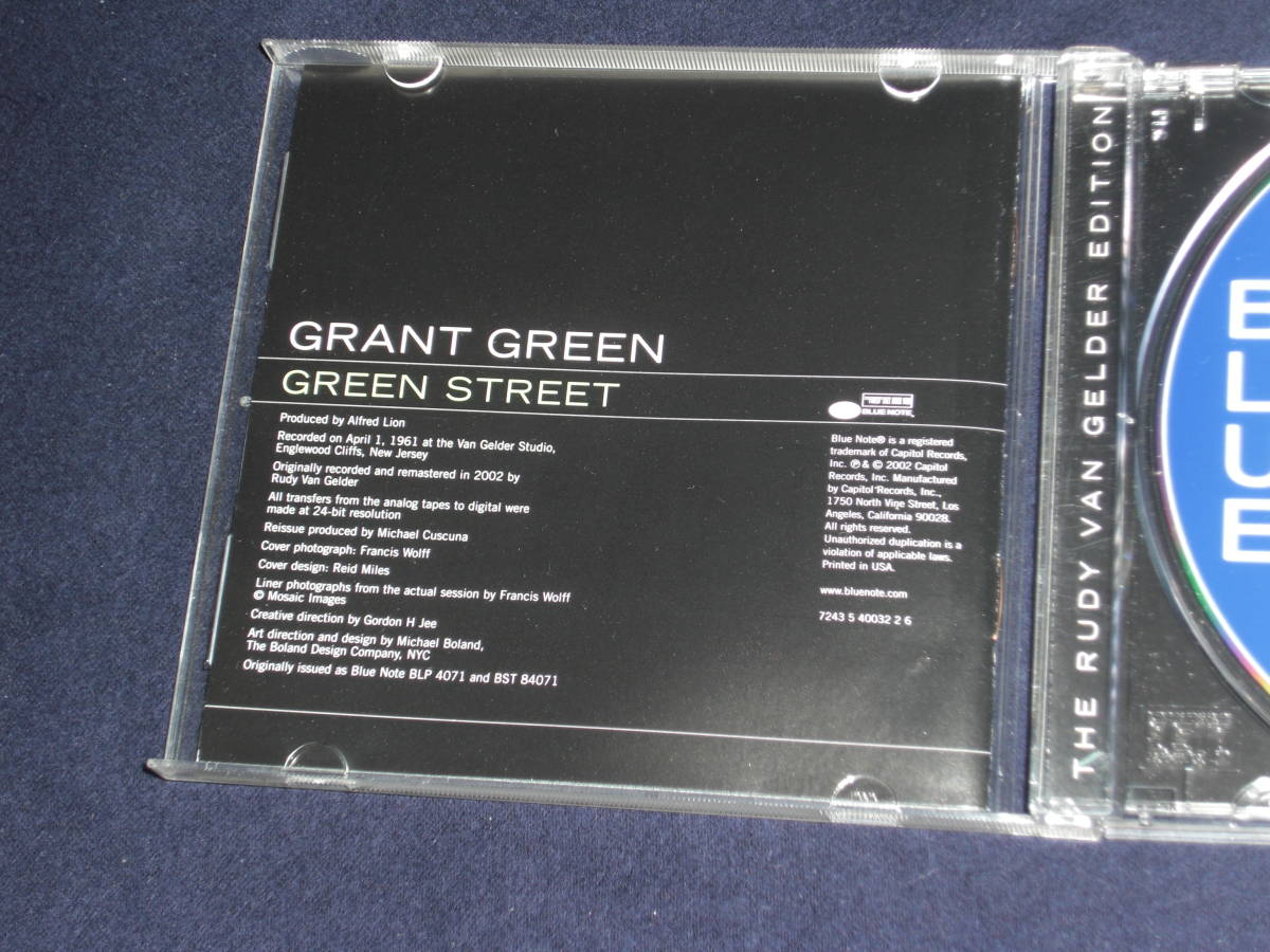 US盤CD 　Grant Green ： Green Street 　RVG Edition 　（Blue Note 7243 5 40032 2 6）D_画像4