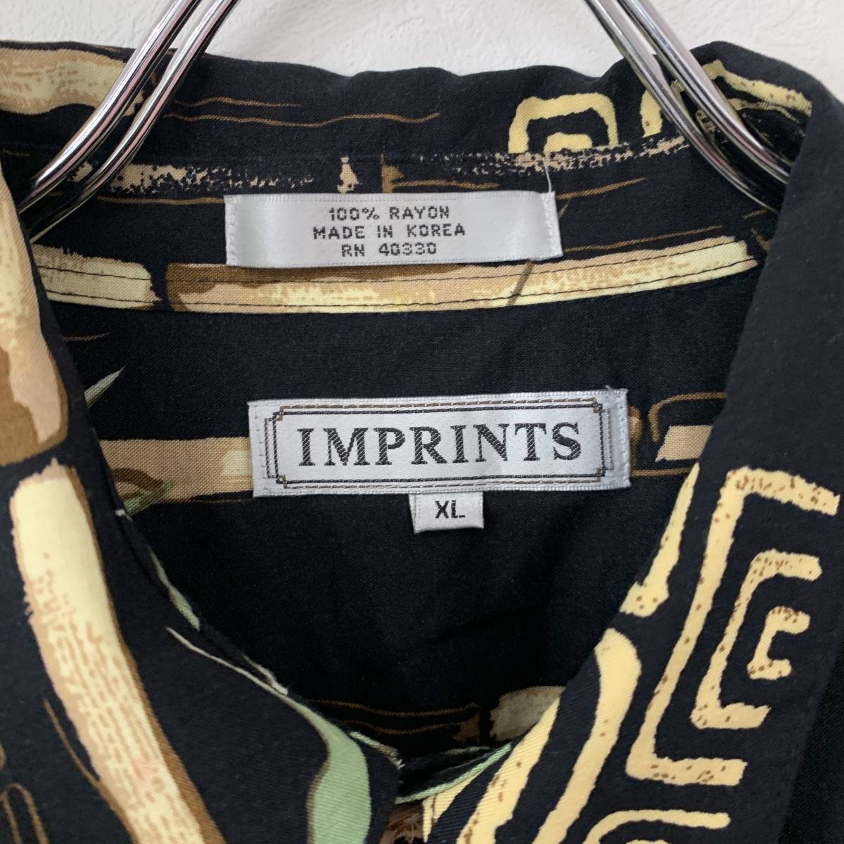 ビンテージ imprints 半袖 シャツ レーヨン ヤシの木 アロハ ハワイアン 2104５の画像4