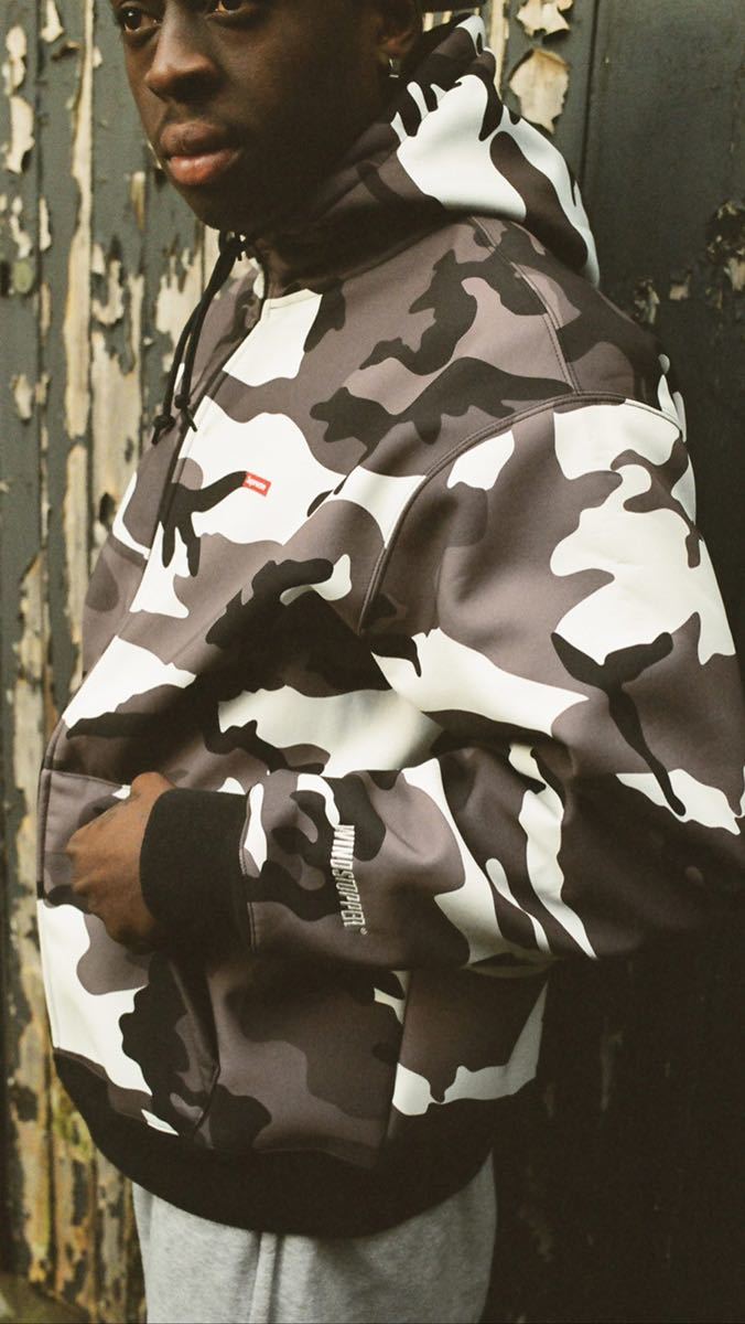 送料無料 L Supreme WINDSTOPPER Zip Up Hooded Sweatshirt Snow Camo