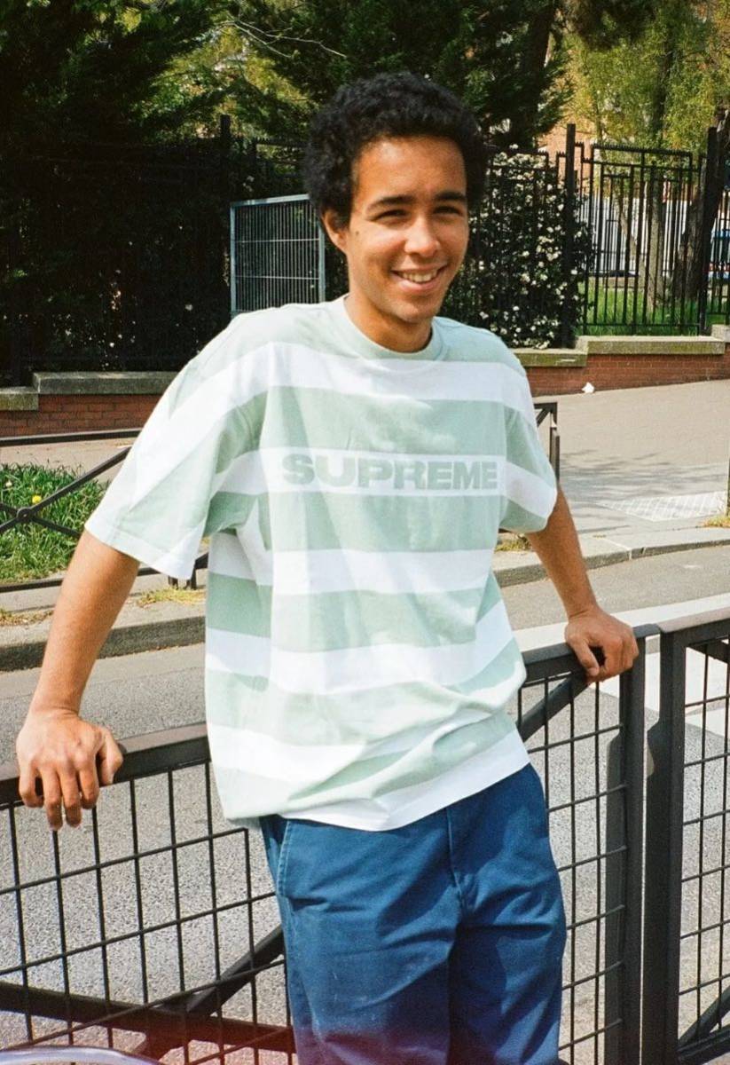 送料無料 L Supreme Printed Stripe S/S Top Light Green シュプリーム