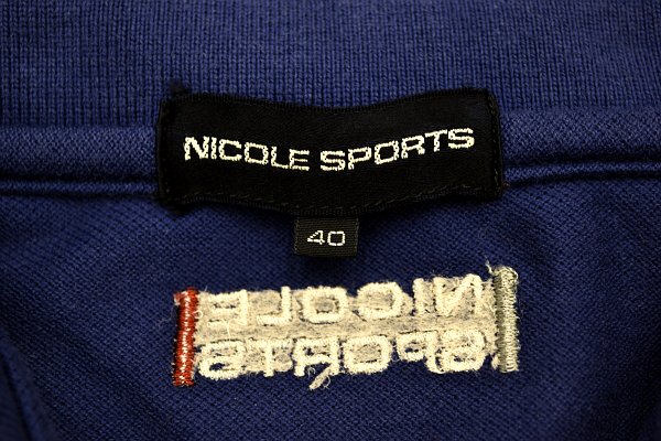 Y-1267★送料無料★美品★NICOLE SPORTS ニコル スポーツ★日本製 胸ロゴ刺繍 ネイビー紺色 鹿の子 半袖ポロシャツ 40_画像3