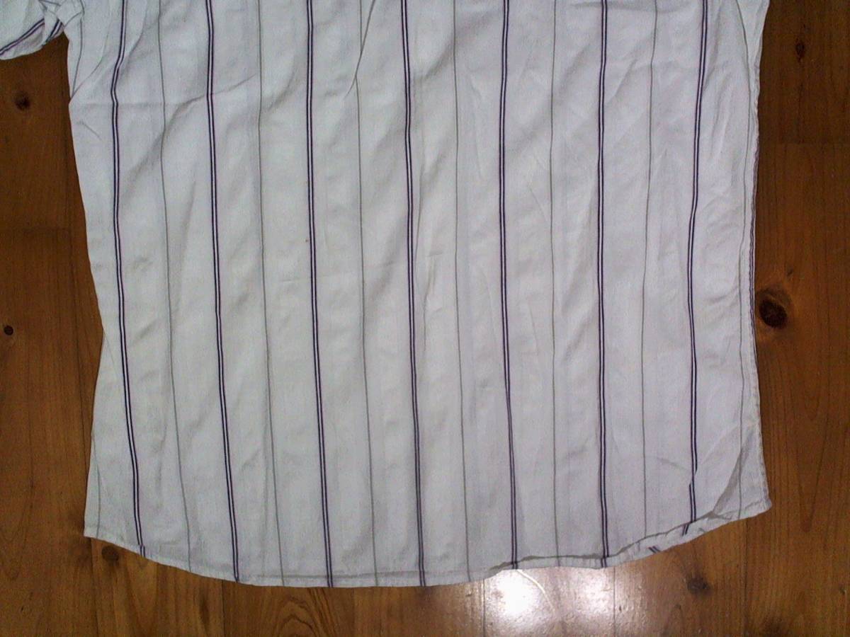 * defect have * Takeo Kikuchi *TAKEO KIKUCHI* cotton short sleeves shirt 3 white stripe 
